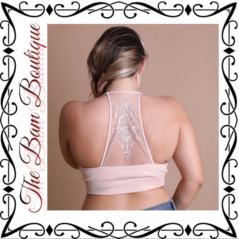 Plus Size Tattoo Mesh Racerback Bralette